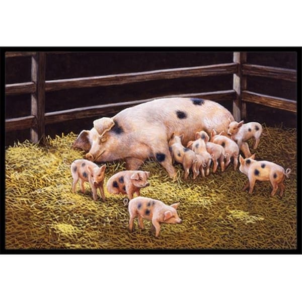 Carolines Treasures BDBA0296JMAT Pigs Piglets at Dinner Time Indoor or Outdoor Mat; 24 x 36 BDBA0296JMAT - main